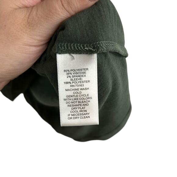 Green Crochet Lace Sleeve Blouse Boho Romantic Elevated Basics Feminine S - Picture 5 of 6